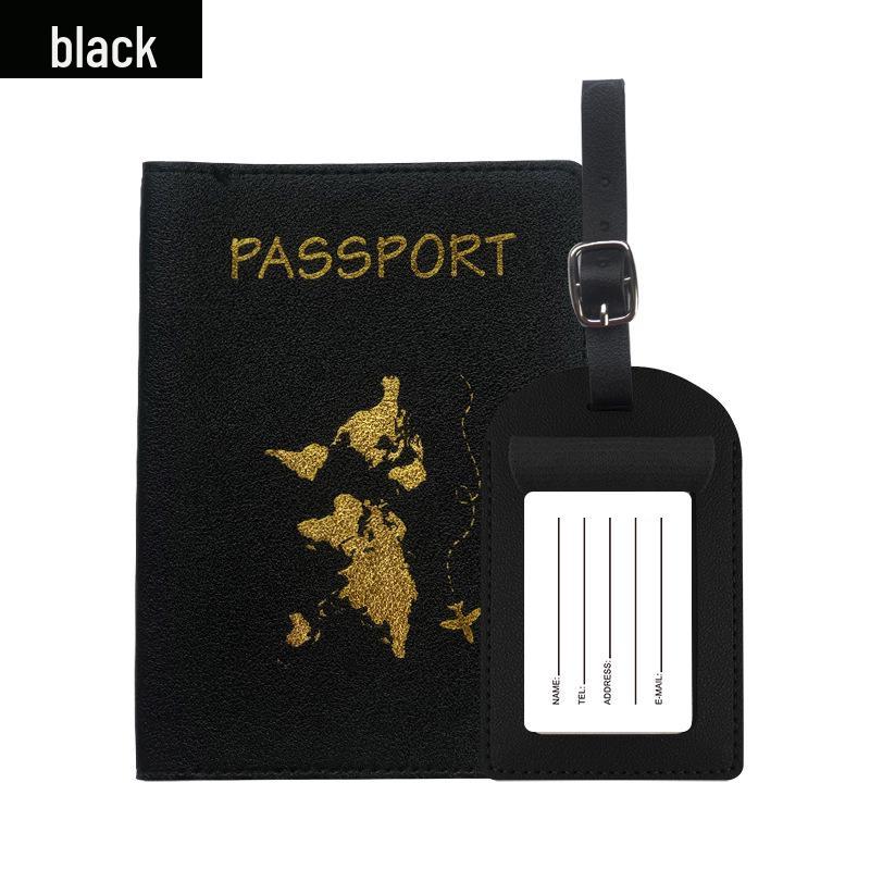 Customizable PU Leather Passport Cover with Hot Stamped Logo, Map, Luggage Tag, & Passport Holder Set