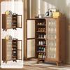 5/7-Tier Wooden Shoe Cabinet with Doors Shoe Storage Cabinet Rack Wooden Shoe Storage Shelves for Entryway Hallway Closet