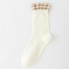 Ladies Spring and Autumn Assorted Plaid Curled Lace Pile In The Tube Cotton Socks