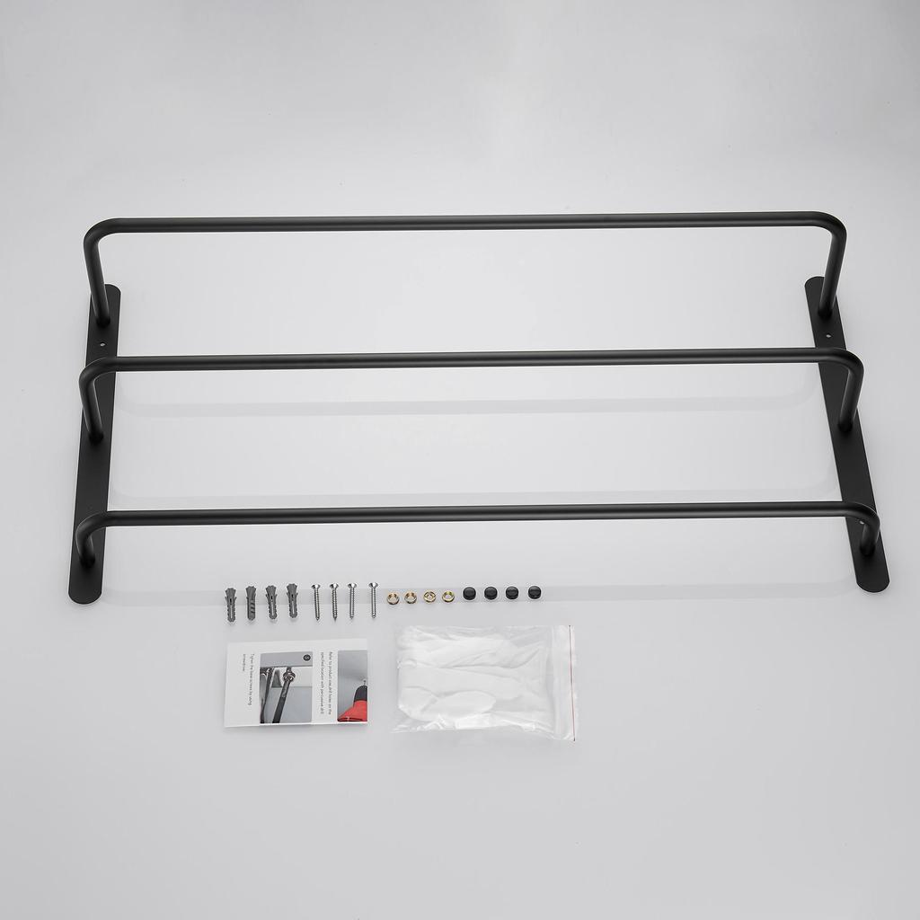 Promotion!Three Stagger Layers Towel Holder Bars Towel Rack Bathroom Accessories Set 304 Stainless Steel Matte Black