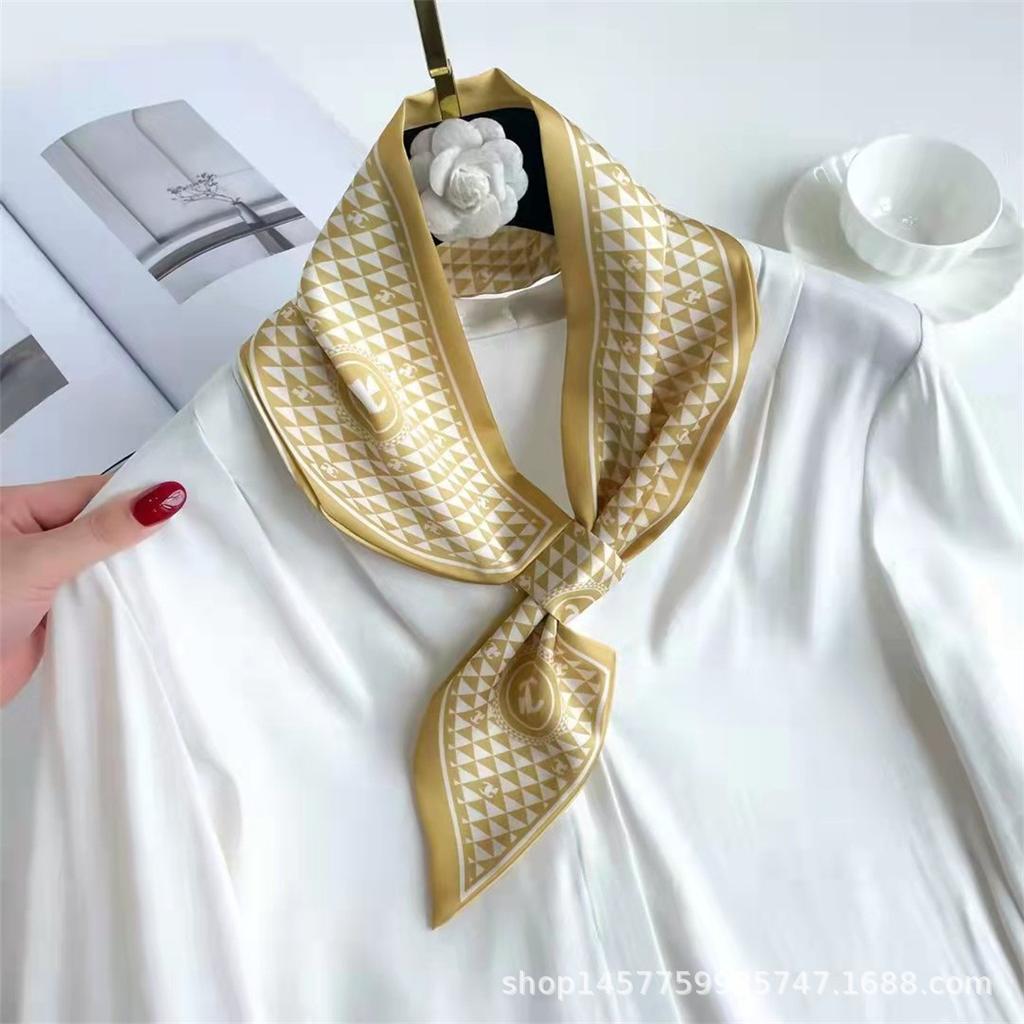 Silk Scarf Small Long Square Scarf Women'S High-End Neck Protection Scarf Professional Matching Shirt Scarf