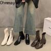 Fashion Women Ankle Boots Fashion Square Toe Back Zippers Shoes Vintage Square Heels Autumn Winter Ladies Short Booties
