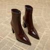 Fashion Autumn Women High Heel Ankle Boots New Winter Pointed Toe Chunky Heel Boots Women Comfortable Dress Shoes Women Zapatos De Mujer