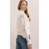 Women's White Half Turtleneck Lace Detailed Sweater