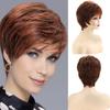 Short Synthetic Straight Wig for Women Layered Cut Hair Wigs with Bangs Blonde Brown Ombre Wig Heat Resistant