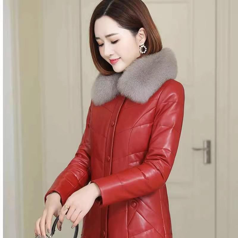 Съемный меховой воротник для женщин, искусственная кожа, воротник средней длины из искусственного лисьего меха и хлопковая соломенная куртка для женской похудения