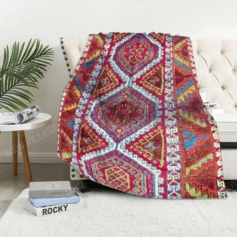 Плед диванный для коленей теплый зимний покрывало на кровать накидка Декор бохо теплый флис скандинавский винтажный марокканский мягкий и ворсистый