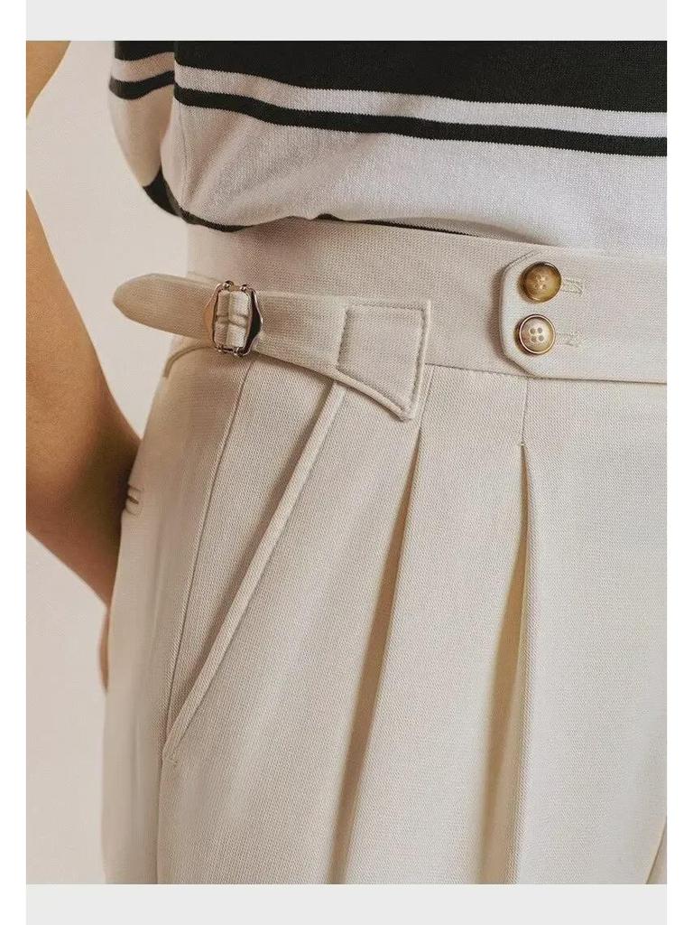 Мужские всесезонные повседневные прямые брюки в корейском стиле - однотонный цвет и модный дизайн костюма