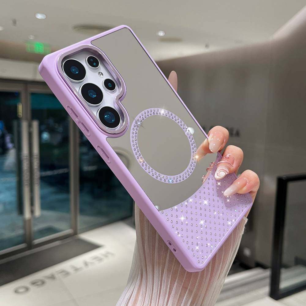 Зеркальный чехол для Samsung Galaxy A25 5G/ A35/ A55/A32/A26/A36/A56 MagSafe Magnetic Wireless Charger Fashion Makeup Candy Color Glitter Phone Cover
