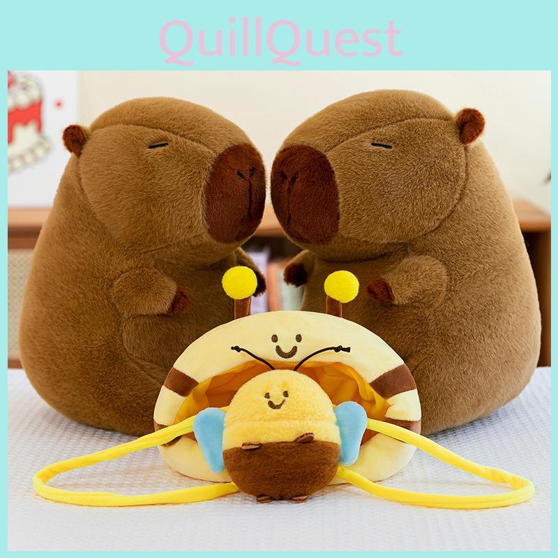 Capybara Animal Plush Toy Cushion With Bee Backpack For Kids Gift
