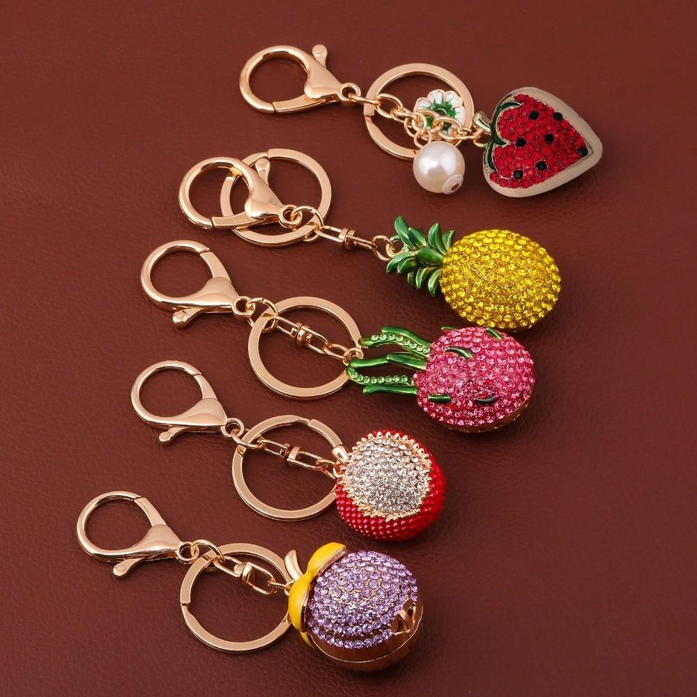 Enamel Fruit Bag Pendant Keychain Cartoon Metal Key Rings New Simulation Fruit Keychain Jewelry