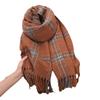 Autumn and winter cross-striped double-sided fringed scarf shawl dual-purpose couple's warm and advanced sense thickened scarf women