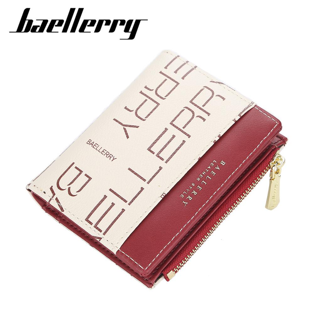 Baellerry женские короткие двойные кошельки с принтом, искусственная кожа, винтажный кошелек на молнии, кошелек с держателем для карт