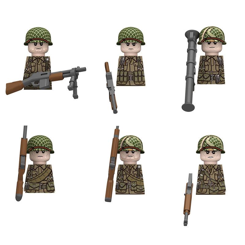 Военная фигурка солдата Строительные блоки Британская армия США Французская армия Оружие 101-я воздушно-десантная дивизия Офицер Пехота M1 Игрушки Подарки D126