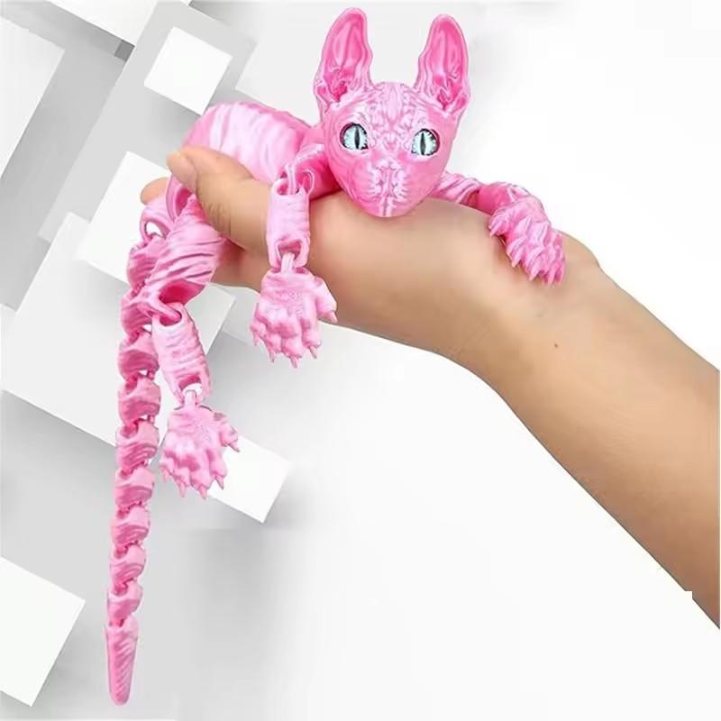 3D-печатная игрушка-животное Сфинкс Реалистичная бесшерстная фигурка Сочлененная кошка Антистресс Игрушка для любителей кошек Коллекционный Декор Игровой элемент для вечеринки