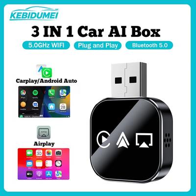 Q1AS 3-в-1 Автомобильный AI Бокс Проводной в Беспроводной WiFi Carplay Plug & Play Адаптер Android Auto Airplay MirrorLink Смарт-донгл