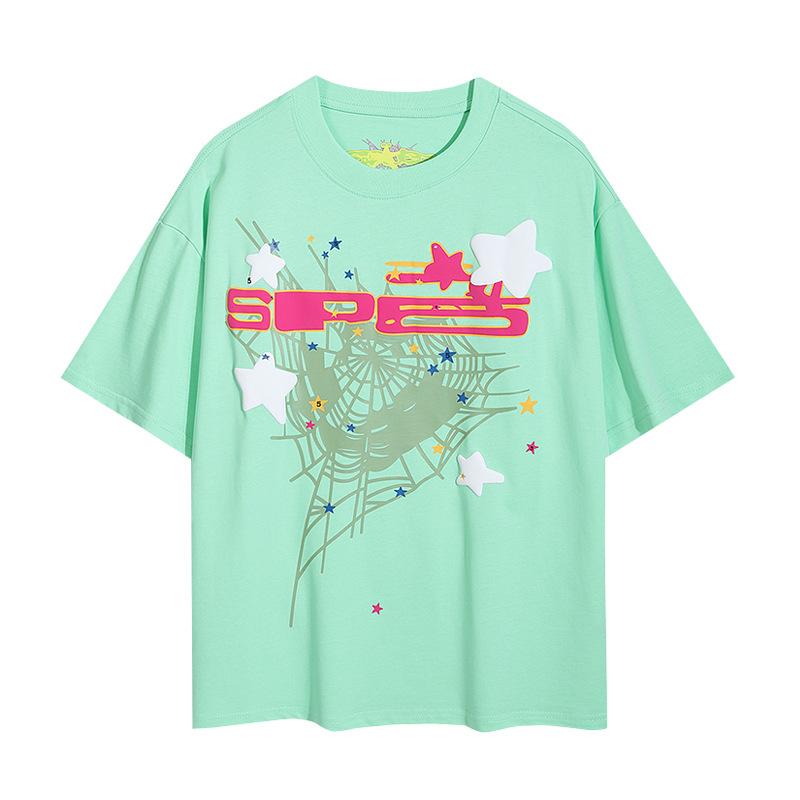 Sp5der hip hop singer Young Thug same foam letter 555555 couple T-shirt Pink short sleeve tee