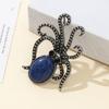 Natural Stone Shell Brooch Octopus-Shaped Brooch For Elegant Formal Coat Jewelry Accessory 52x37mm