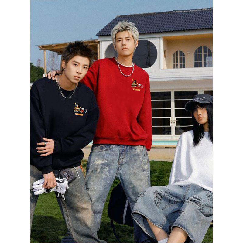 Wassup Cartoon Shin-Chan Heavyweight Sweatshirt for Men and Women, Spring and Autumn 2025 New Style, Loose Casual Couple's Base Layer Top