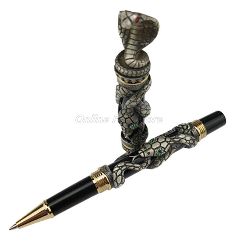 Jinhao Металлическая Древне-серая Змея Кобра 3D Текстура Рельефная Скульптура Ручка-роллер Профессиональная Офисная Канцелярия Письменные Принадлежности
