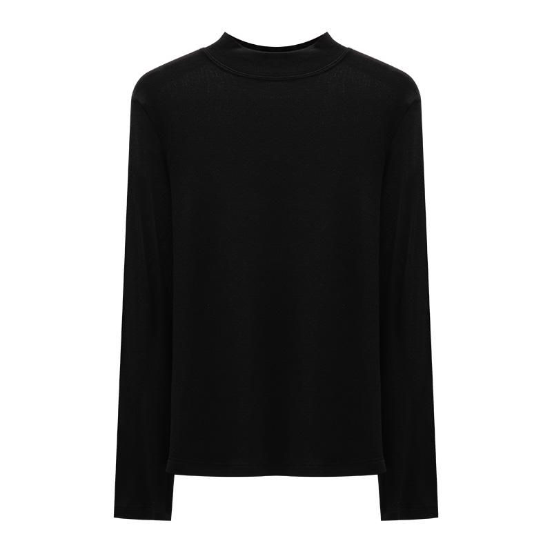 Women's Slim Fit Lightweight Tencel Wool Half-Turtleneck Top for Autumn/Winter 2024