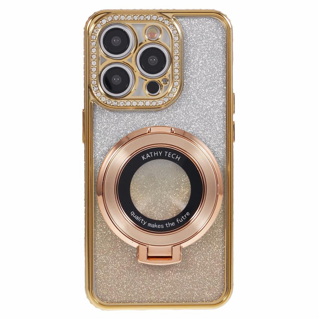 Для iPhone 12 Pro Max Чехол из ТПУ Градиентная Крышка с Подставкой Рамка для Линзы со Стразами
