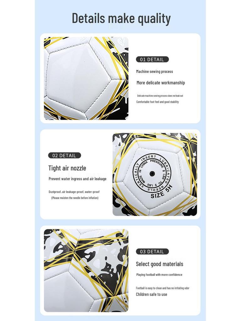 Цельный полиуретановый футбольный мяч для детей - размеры 4 и 5, идеально подходит для начальной, средней школы и детского сада, для тренировок в помещении и на открытом воздухе, готов к соревнованиям.