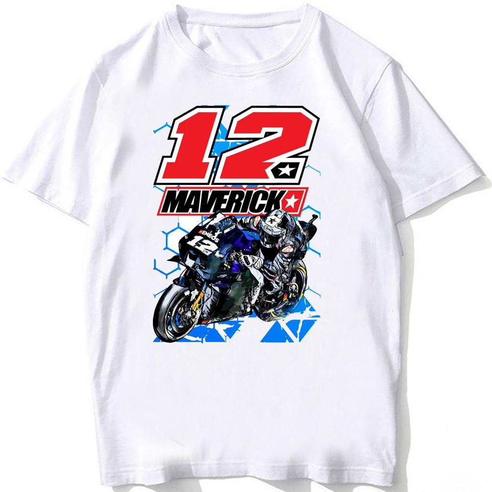 2025 New Maverick Vinales 12 Gp Race Rider Tshirt Summer Unisex Short Sleeve Motorcycle Sport Racing Boy Casual Tops White Tees