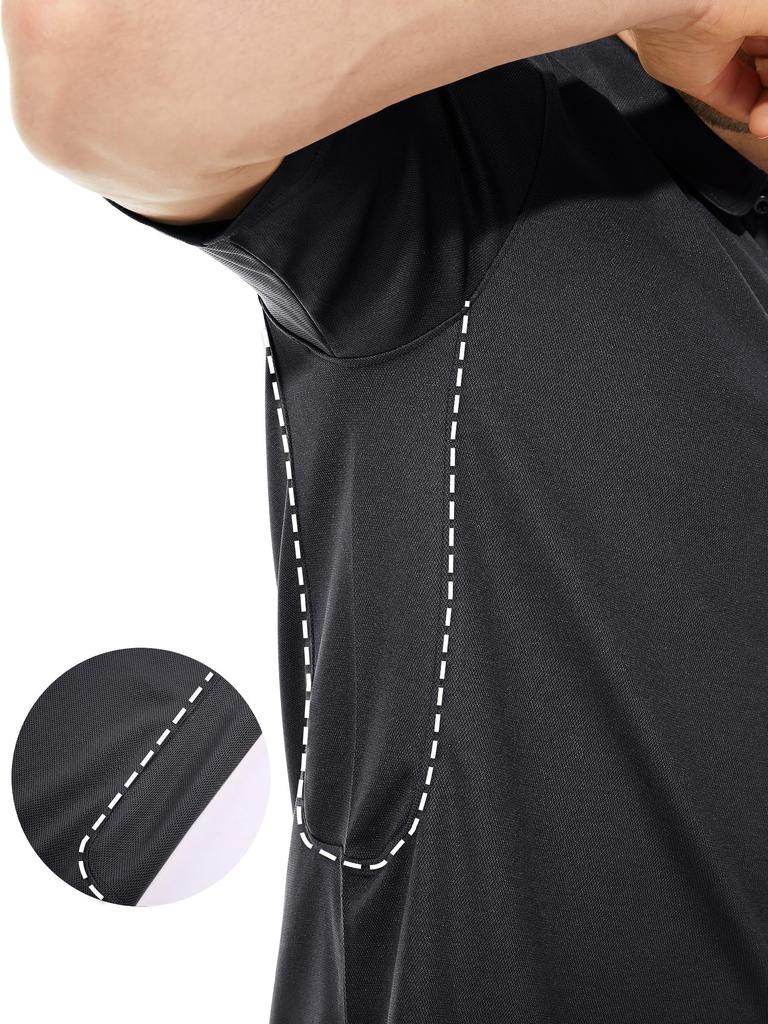 Рубашка поло Тактическая рубашка ПОЛО Стильные спортивные однотонные топы для гольфа с коротким рукавом Повседневная тренировочная одежда Черная XL [TACVASEN] Мужская футболка