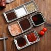 2Pcs Stainless Steel Korean Sauce Dish Irregular Shape Industrial Style Condiment Dish Vintage Separated Seasoning Tray BBQ
