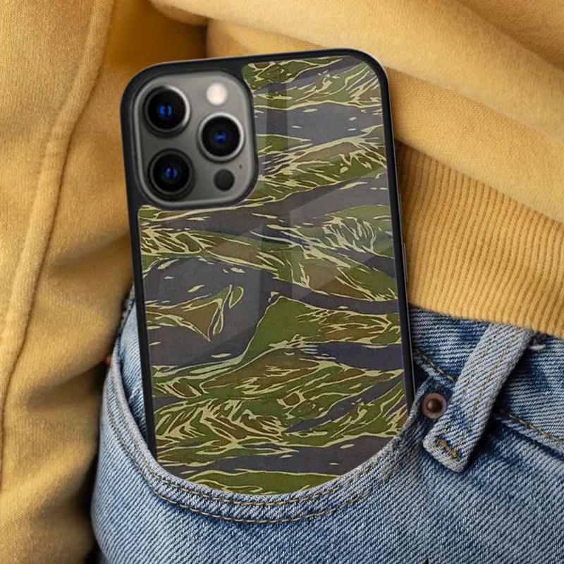 Humor Tiger Stripe Camo Army Magnetic Soft Phone Case for iPhone 16 Promax 15 Pro 13 14 Plus 11 12 Mini MagSafe Coque
