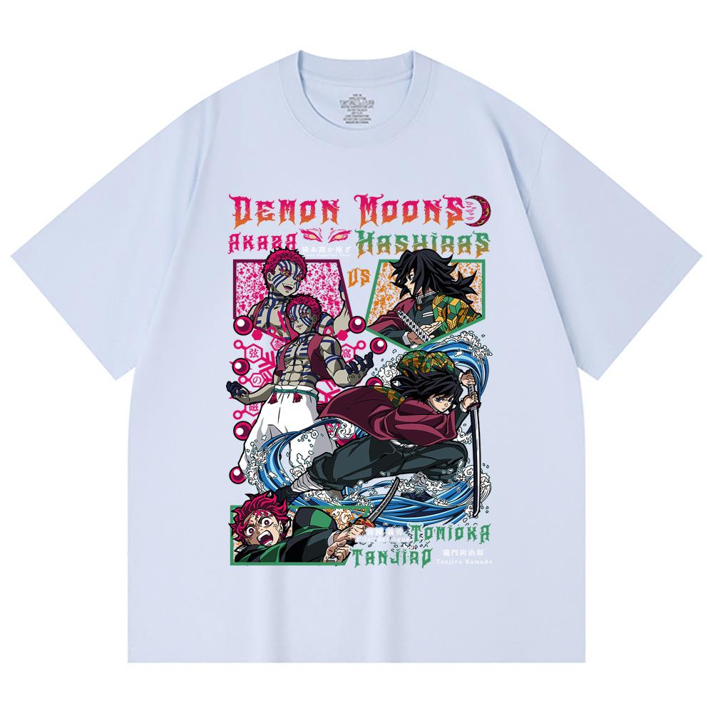230 Gsm 100% Cotton Demon Slayer V91 Akaza x Tomioka Print Unisex Heavy Cotton T Shirt