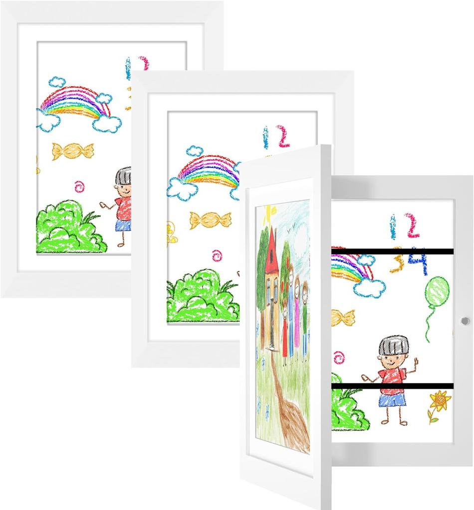 Комплект из 4 рамок для детского творчества, органайзер для детских работ, сменный деревянный фотодисплей для домашнего офиса, формат А4