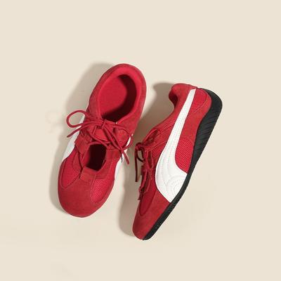 Мягкая кожа немецкие тренировочные туфли для женской осени новые дышащие сетчатые повседневные ретро кроссовки Forrest Gump низкие износостойкие кеды для женщин