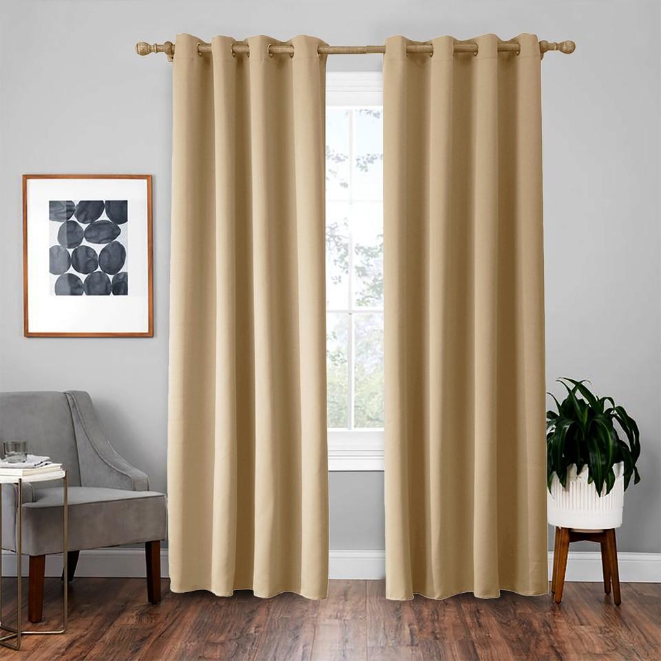 Opaque Curtains with Eyelets, Thermal Curtains, Heat Protection, Blackout Curtains