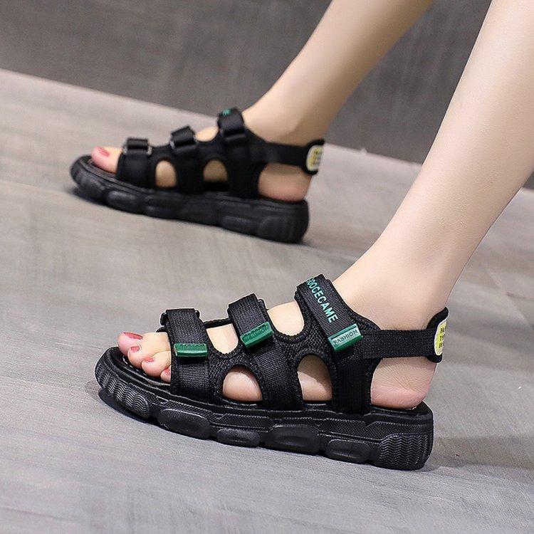 Сандалии на платформе велкро, сандалии-маффины, женские 2025, новые летние сандалии в стиле феи, женские, на плоской подошве, повседневные, пляжные туфли
