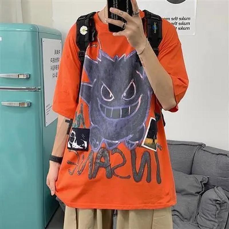 Fashion Oversized T-shirts Bear Print Men T-Shirt Summer Hip Hop Loose Tee High Street Tops Short Sleeve Cotton Clothing