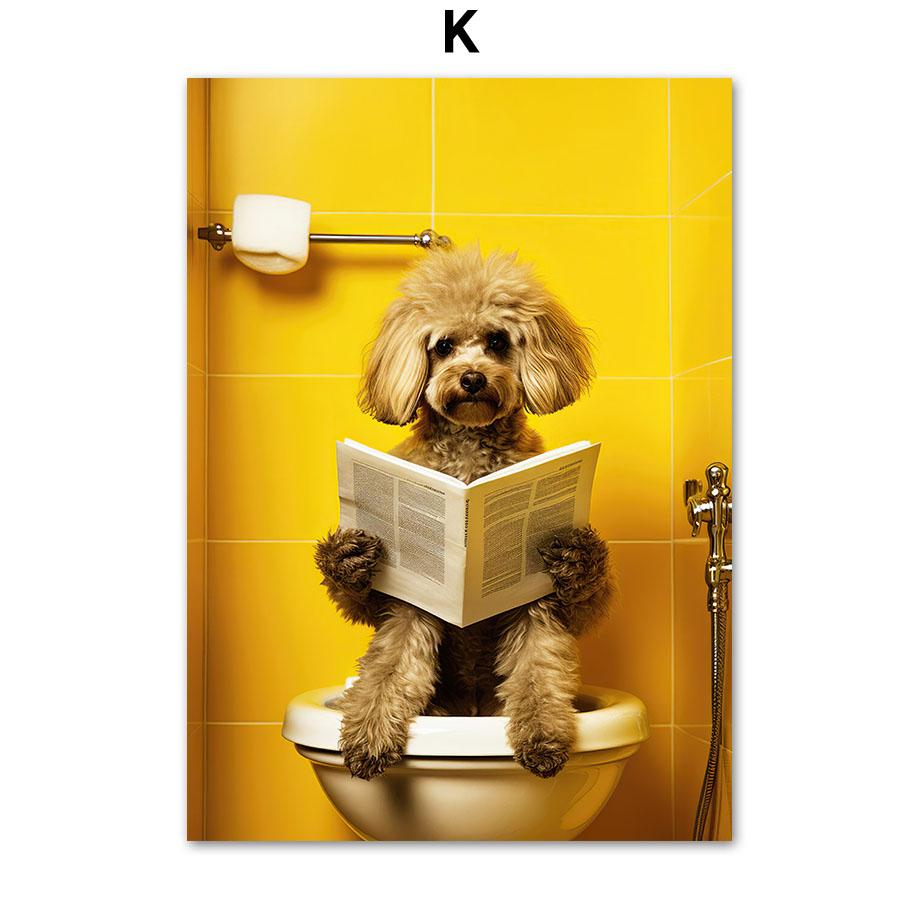 Забавный юмор для ванной комнаты, носорог, крокодил, леопард, сова, кенгуру, слон, собака, настенный домашний декор, туалетный плакат, художественный принт, холст, живопись