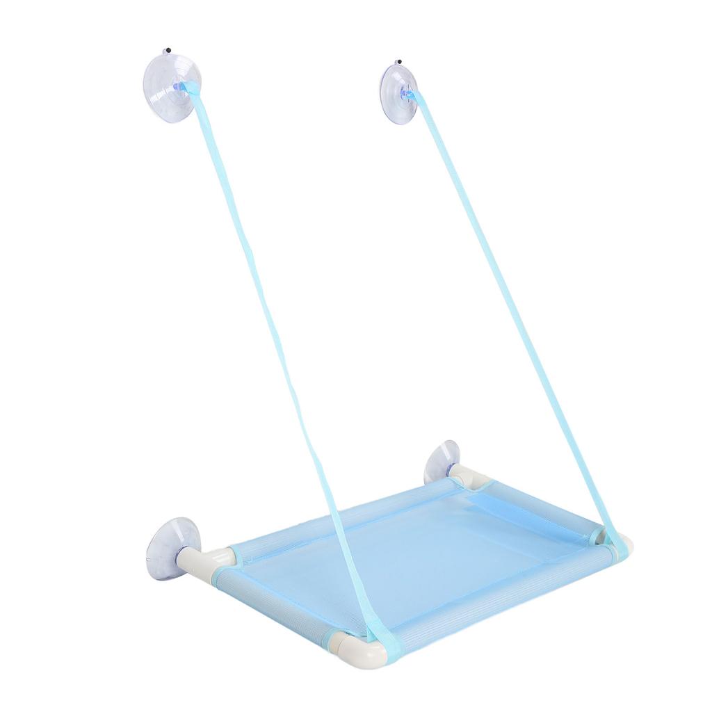 Cat Window Hammock with Suction Cups Space Saving Washable Window Mounted Cat Seat Bed for All Around Sunbath Blue