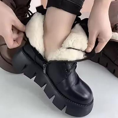 Женские зимние теплые утолщенные водонепроницаемые ботинки до середины голени с высоким голенищем и толстой подошвой, нескользящая повседневная обувь