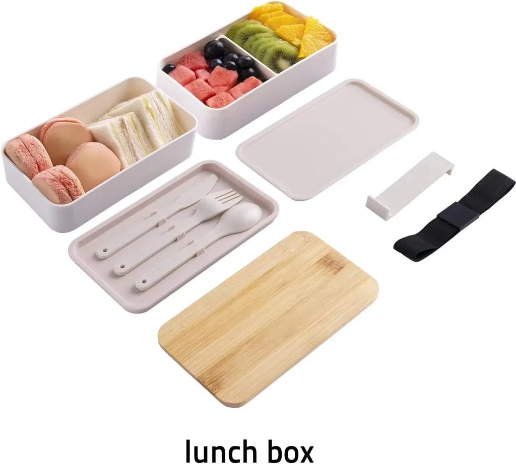 Stackable Bento Lunch Box with Insulated Bag Microwaveable Divided Large Capacity Bento Box for Office Workers and Students