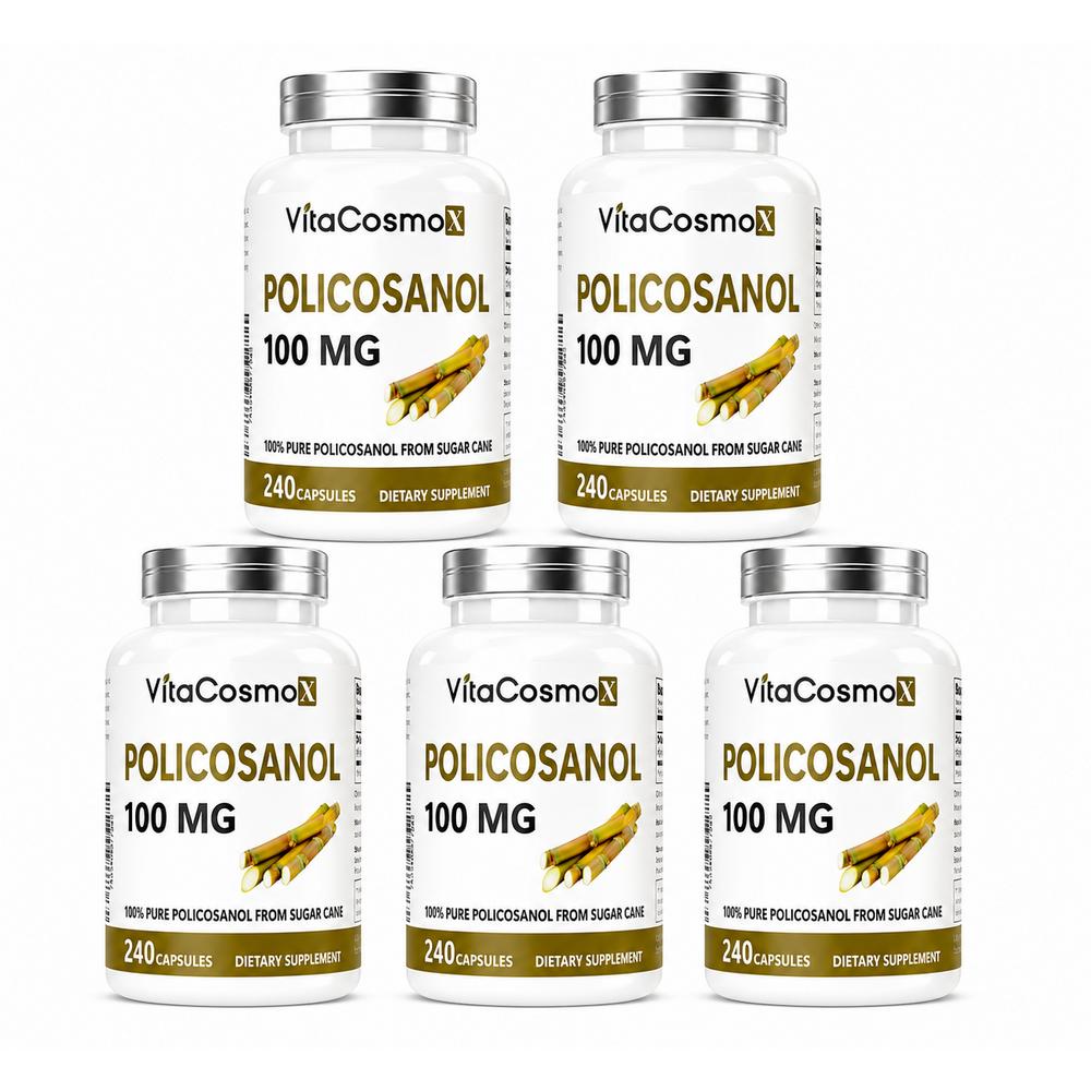 VitaCosmoX Поликозанол 100 мг Натуральный Экстракт Сахарного Тростника Растительные Капсулы 5 шт 240 Таблеток