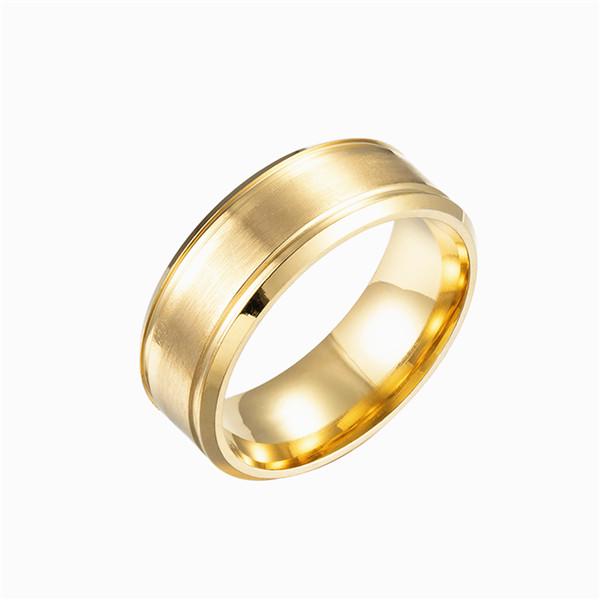 Male Stainless Steel 8mm Wide Matte Double Beveled Simple Ring Jewelry Gifts KTJ