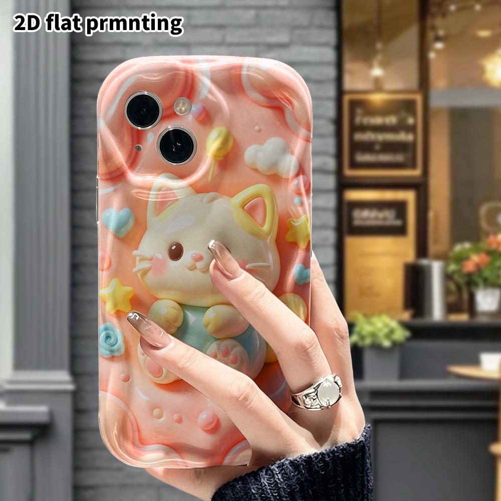 Phone case: 2D flat design, suitable for iPhone 18 17 16 15 14 13 Pro, milky white little cat, perfect holiday gift for Christmas and Halloween