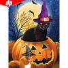 5d Алмазная картина Круглая кошка Алмазная вышивка Тыква Алмазные стразы Картина Подарок на Хэллоуин