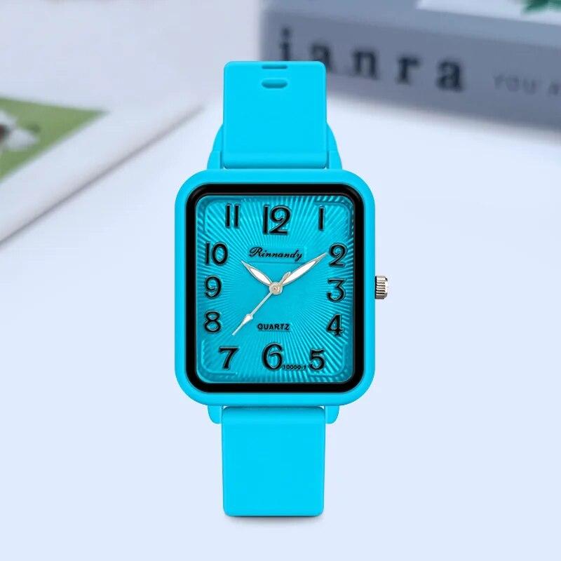 Watches for Women Rectangle Digital Watch Simple Women Quartz Wrist Watch Silicone Strap Lady Clock