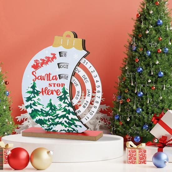 Рождественский вечный календарь, деревянный диск, вечный календарь, ручной вращающийся деревянный блок, настольный календарь для домашнего офиса