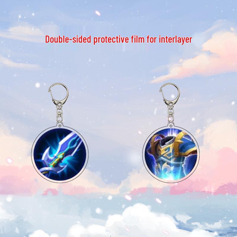 Акриловый брелок Minecraft 2D: Тотем Бессмертия, Золотое Яблоко, Доспехи, Знаменитый Меч.