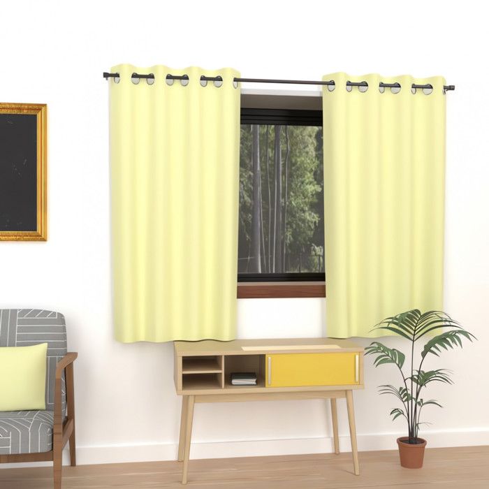 Rideau uni à oeillets infroissable 135X180 cm ALIX vert citron, par Soleil d'ocre