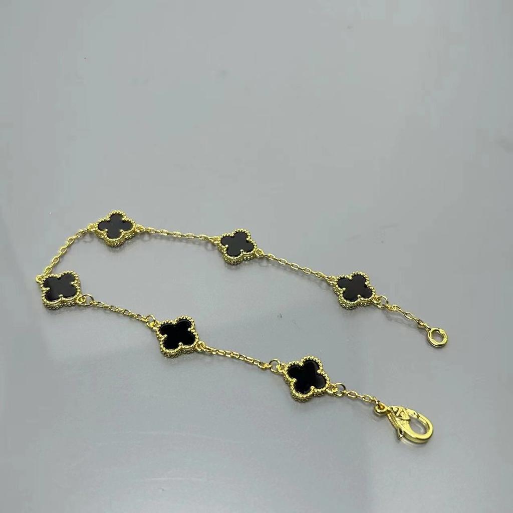 Высококачественный мини-браслет с четырёхлистным клевером из красного агата с шестью цветками, женский, знаменитость, элитный, женский браслет